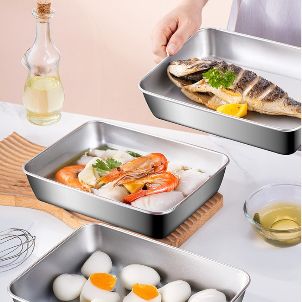 Recipiente de Alimentos em Aço Inoxidável 304(25 x 20 x 6 cm)