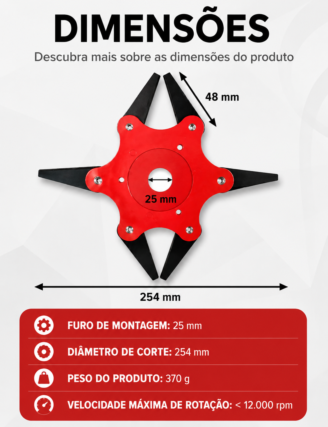 70% DESCONTO | Lâmina de Relva com 6 Dentes em Aço (Acessórios Incluídos) (phong test)