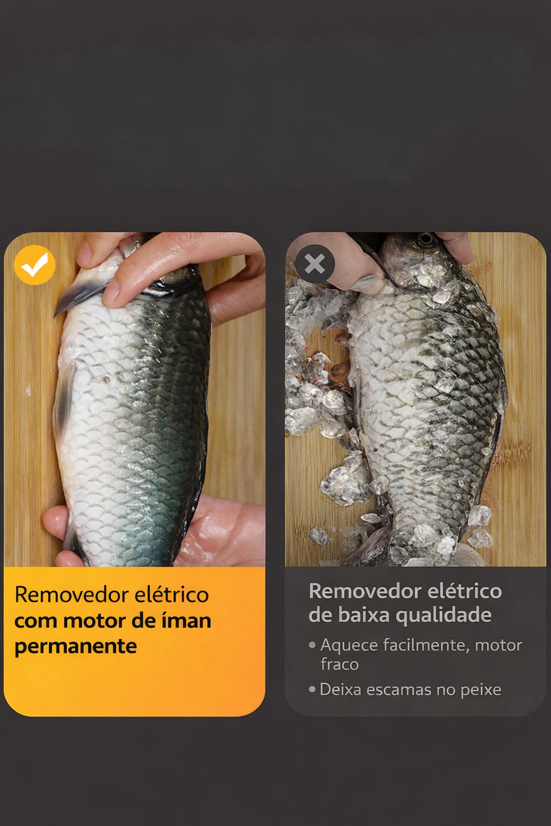 Máquina elétrica portátil para remover escamas de peixe de alta potência – limpeza rápida, sem cansar as mãos