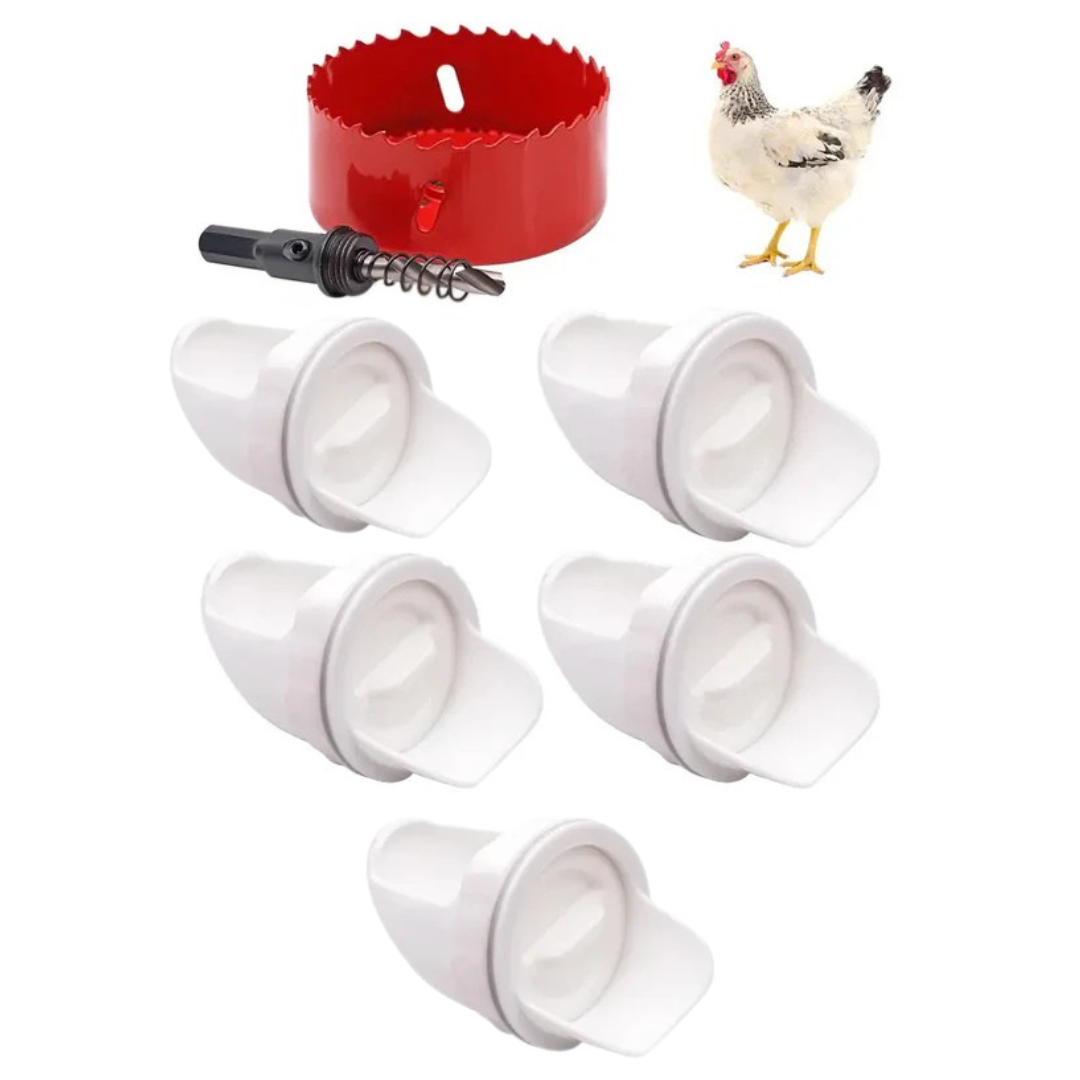 70% OFF| Porta De Alimentação Automática Para Galinhas E Patos Para Todos Os Tipos De Baldes – Inclui Broca Serra Copo