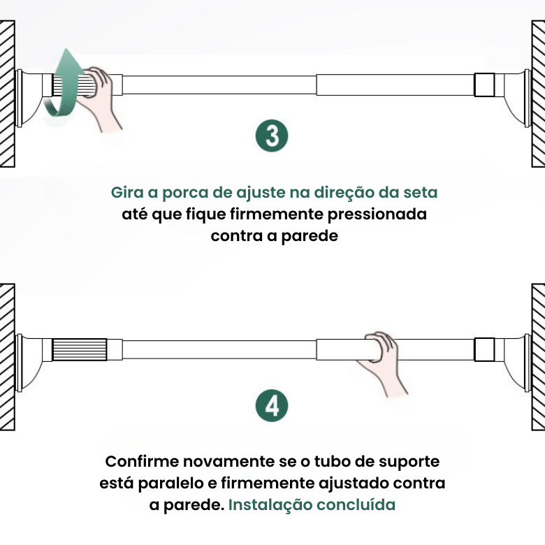 Barra telescópica ajustável e multifuncional sem perfuração, que se estende até 160 cm (NEW)