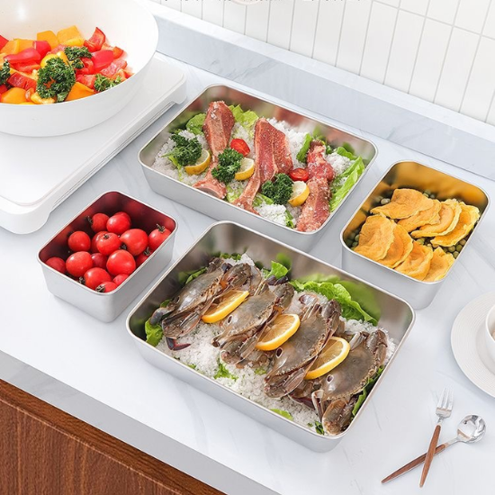 A caixa de aço inoxidável 304 mantém os alimentos frescos até 1 mês 🥓