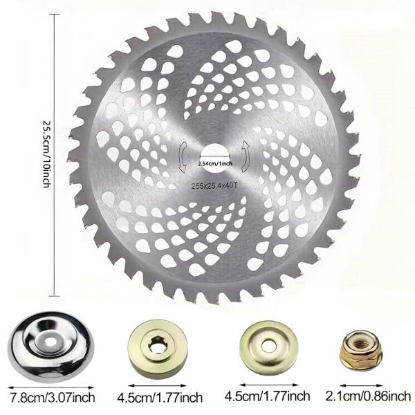 Lâmina De Corte Para Relva Com Dentes Em Liga Metálica, Com Furo De 25,4 Mm, Tipo 40 Dentes (Inclui Acessórios)