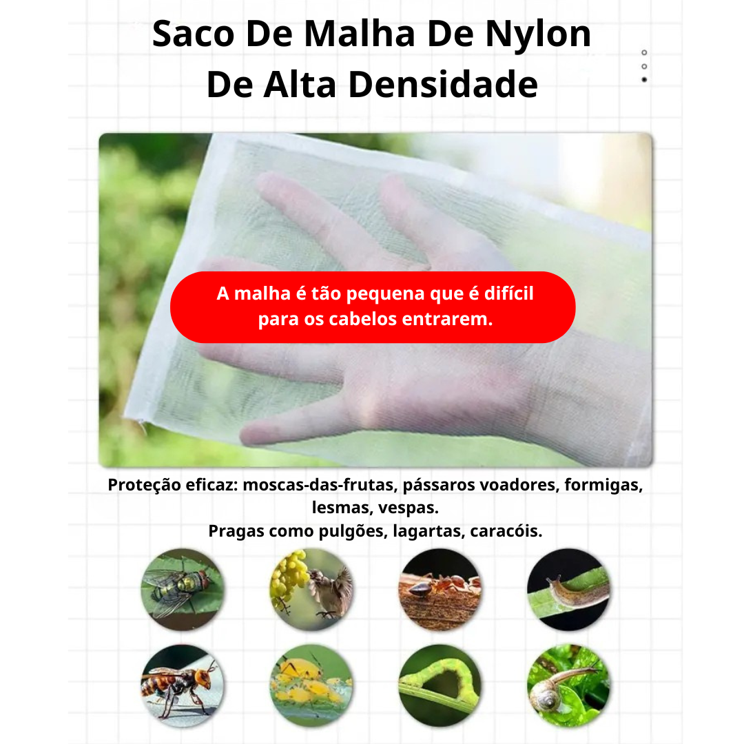 70% DESCONTO | Sacos De Malha Respiráveis Reutilizáveis Para Proteção De Frutas E Vegetais – Proteja Contra Insetos, Moscas-Das-Frutas E Pássaros