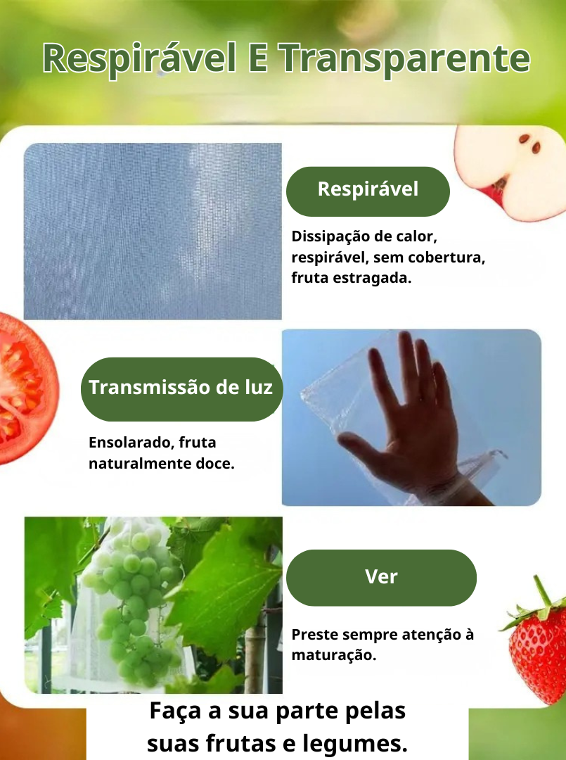 70% DESCONTO | Sacos De Malha Respiráveis Reutilizáveis Para Proteção De Frutas E Vegetais – Proteja Contra Insetos, Moscas-Das-Frutas E Pássaros
