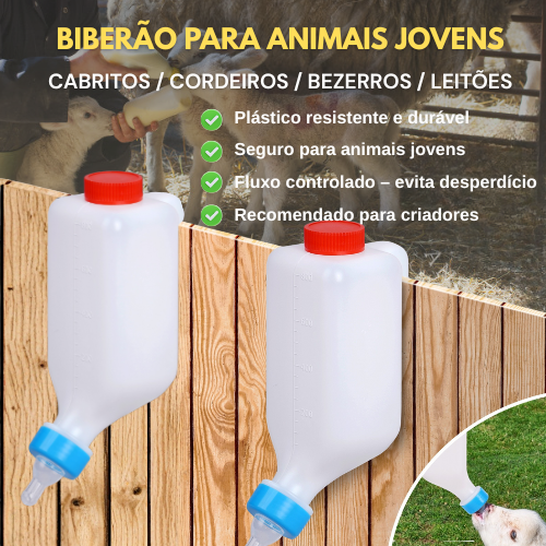🇵🇹 Biberão Suspenso Automático para Animais Jovens – Tetina Macia em Silicone, Capacidade 800 ml