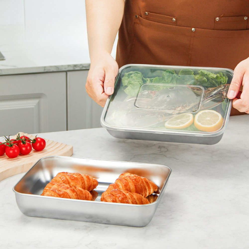 Recipiente de Alimentos em Aço Inoxidável 304(25 x 20 x 6 cm)