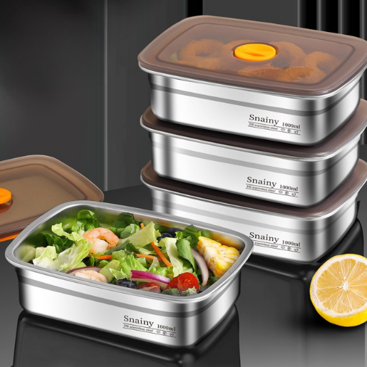Caixa de comida a vácuo de aço inoxidável antibacteriano 316 (19 x 14 x 6 cm)