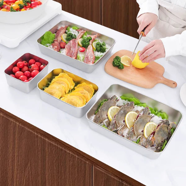 Conjunto de 3 caixas de armazenamento de alimentos (25 x 20 x 6 cm)