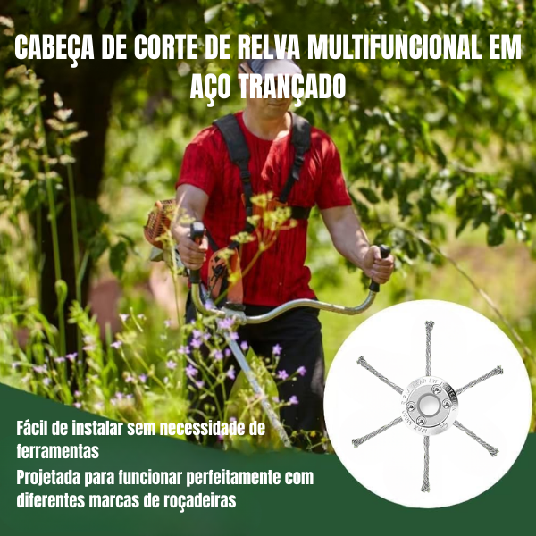A cabeça de corte tem 6 ramificações em aço inoxidável