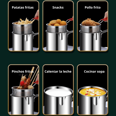 Frigideira Multifuncional De Aço Inoxidável 304, Frigideira Com Filtro Economizador De Óleo