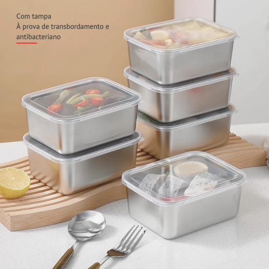 Os recipientes de aço inoxidável 316 mantêm os alimentos frescos até 4 semanas