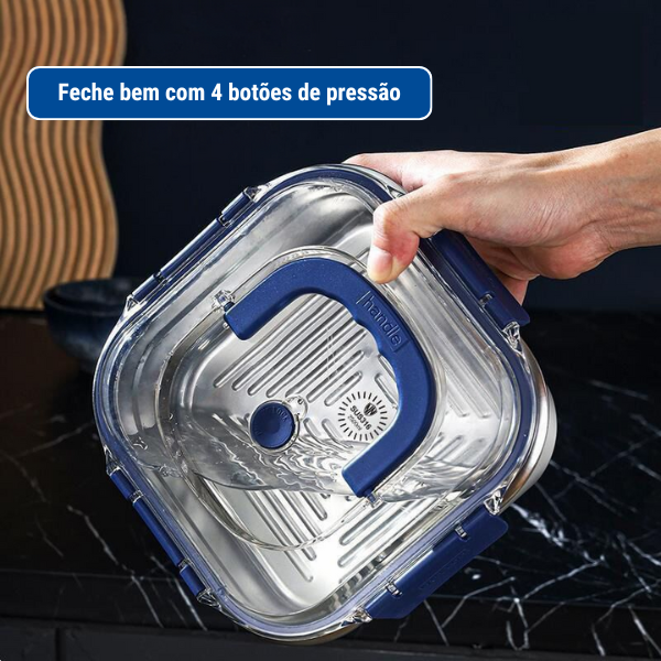 1800ml grande caixa de armazenamento de alimentos em aço inoxidável 316 selada a vácuo com tampa