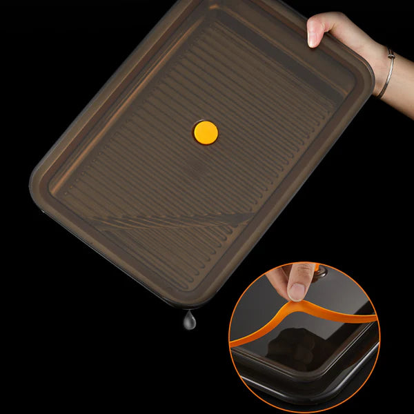 Recipiente para alimentos em aço inoxidável 304 com tampa a vácuo (22,5 x 15 x 6 cm)