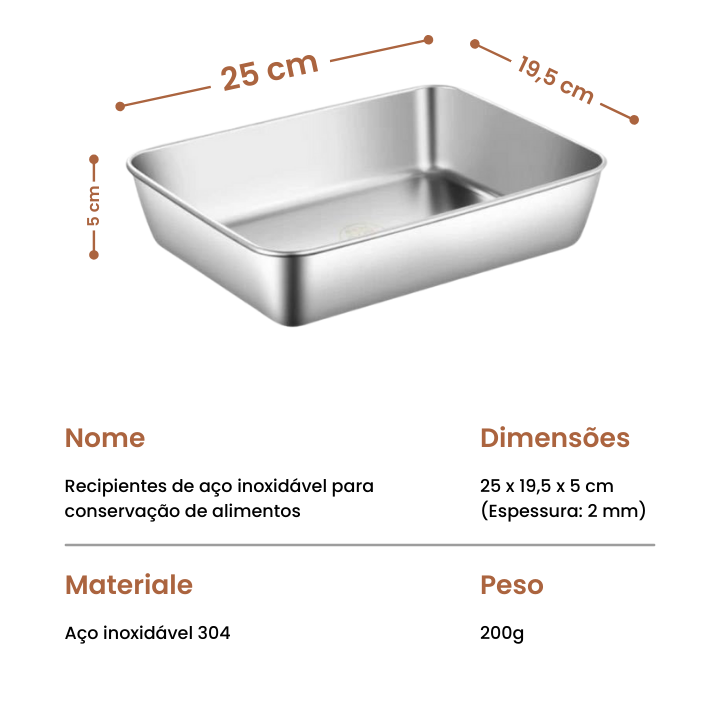 🇵🇹 Recipiente para alimentos em aço inoxidável AISI 304 – 2000 ml