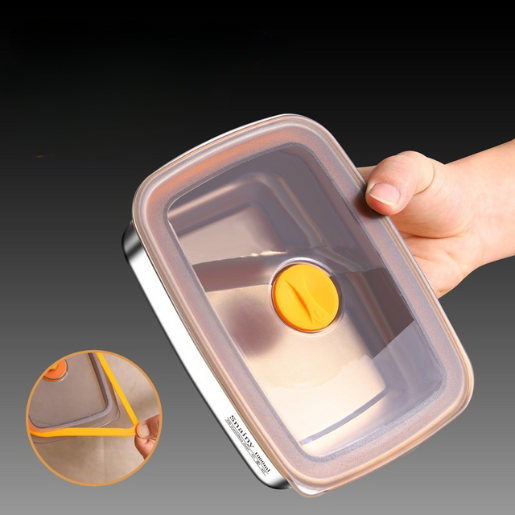 Caixa de comida a vácuo de aço inoxidável antibacteriano 316 (19 x 14 x 6 cm)
