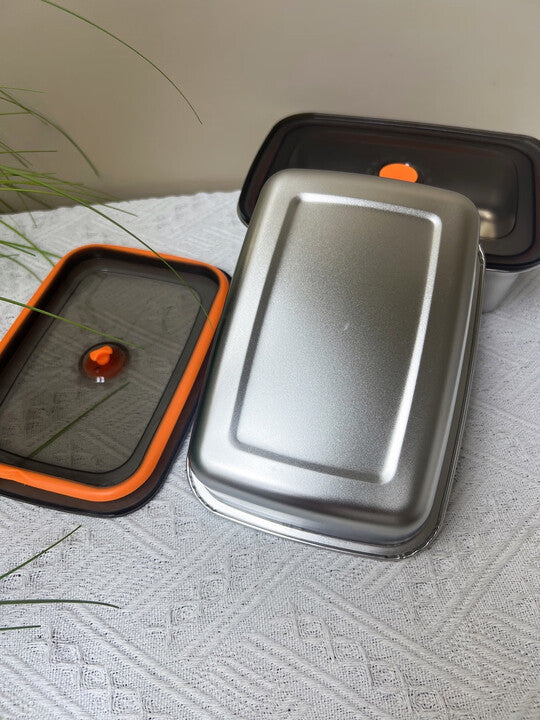 🇵🇹 Recipiente em aço inox AISI 316 com tampa a vácuo (19 x 13,5 x 5,5 cm)