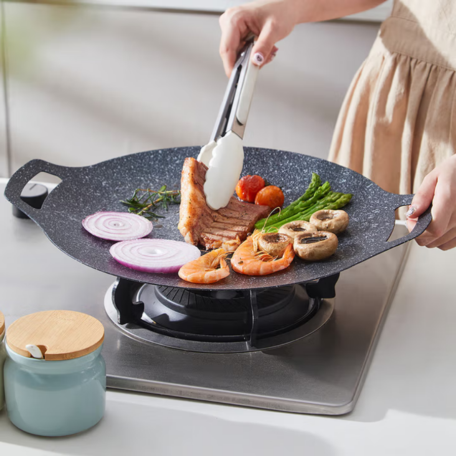 Frigideira de pedra Maifan antiaderente de 6 camadas compatível com fogões de indução IH