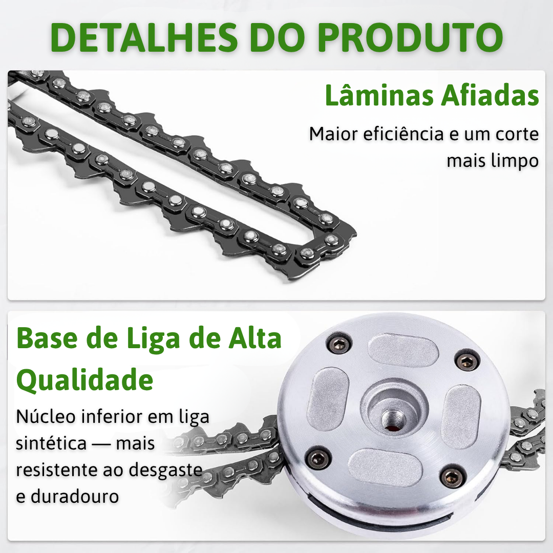 70% DESCONTO | Cabeça De Corte Em Aço Com Corrente – Corte Limpo, Durabilidade E Segurança Total