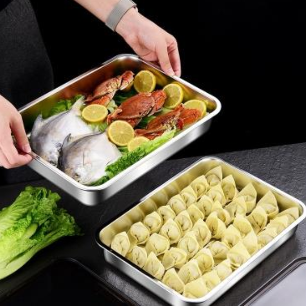 🍱Recipiente para alimentos antibacteriano em aço inoxidável 304 com tampa a vácuo (22,5 x 15 x 6 cm)