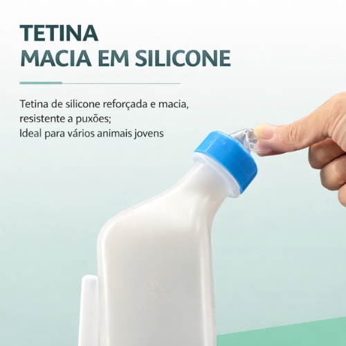 🇵🇹 Biberão Suspenso Automático para Animais Jovens – Tetina Macia em Silicone, Capacidade 800 ml