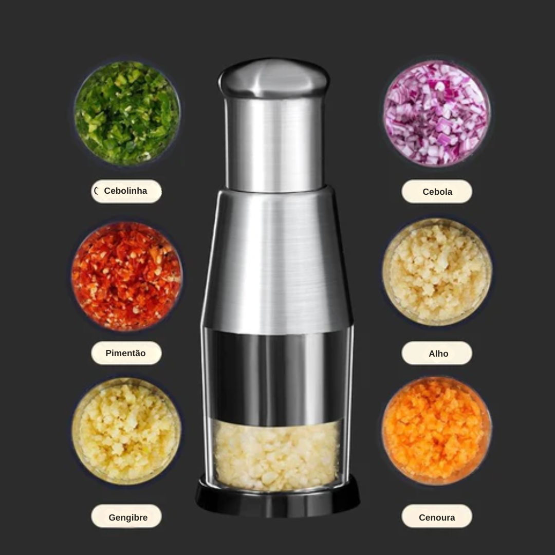 KitchenHelp™ Picador de aço para alho, cebola, gengibre, pimenta e fruta