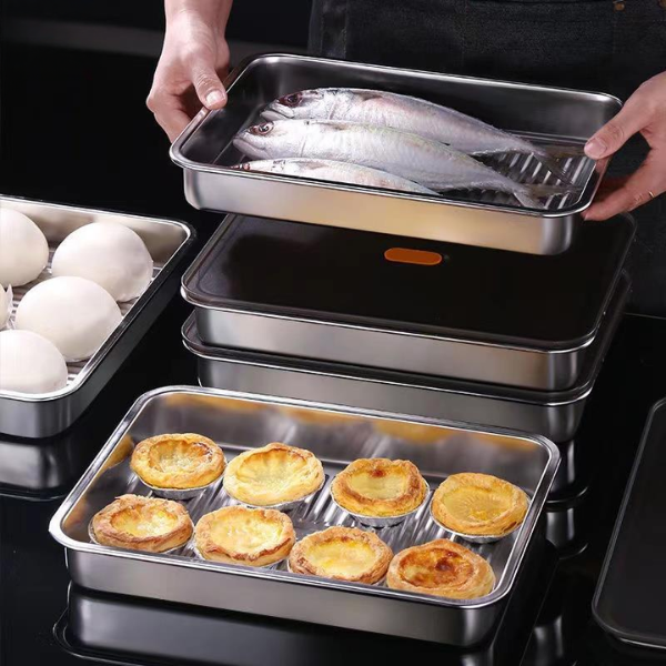 🍱Recipiente para alimentos antibacteriano em aço inoxidável 304 com tampa a vácuo (22,5 x 15 x 6 cm)