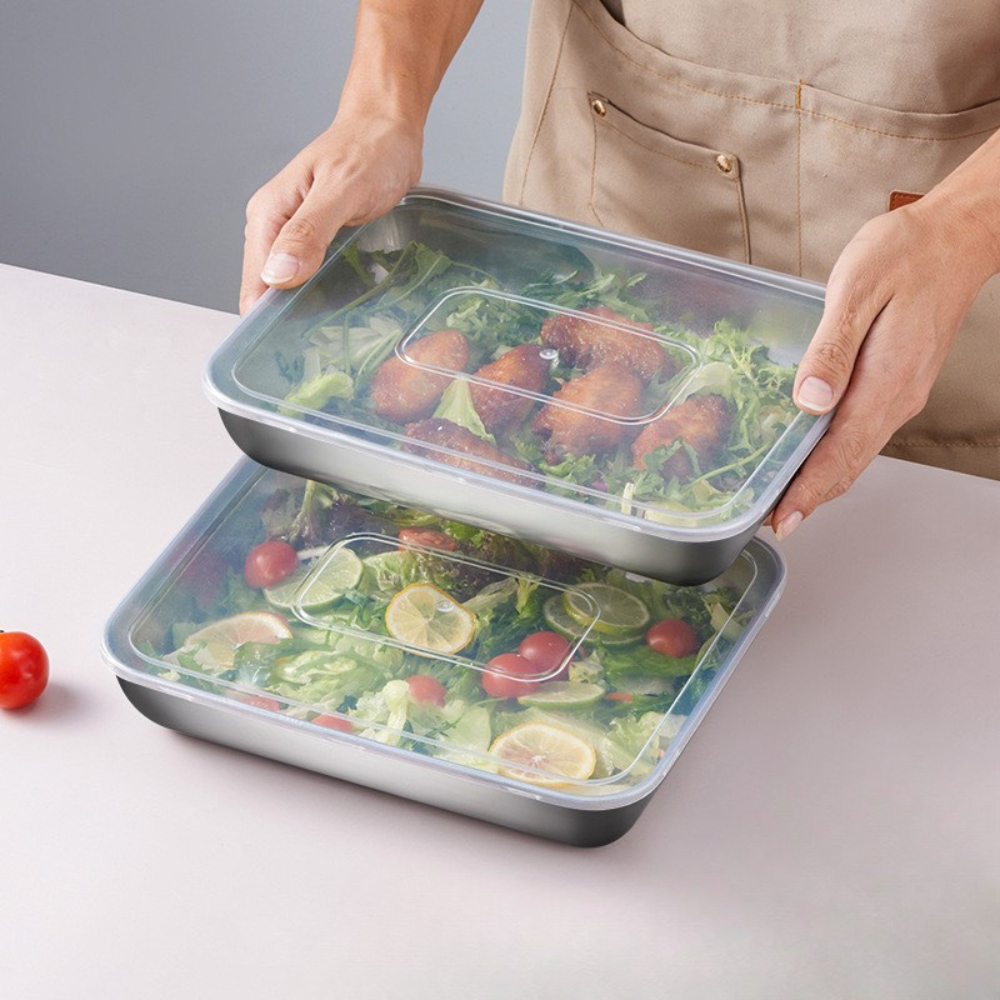 Recipiente de Alimentos em Aço Inoxidável 304(25 x 20 x 6 cm)