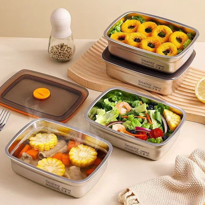 🔥Caixa de comida a vácuo de aço inoxidável antibacteriano 316 (19 x 14 x 6 cm)