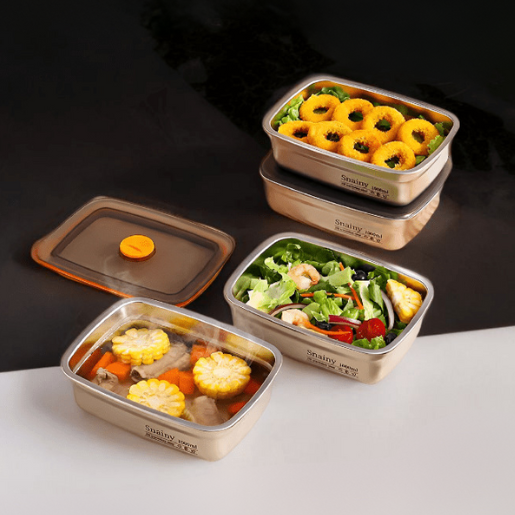 Caixa de comida a vácuo de aço inoxidável antibacteriano 316 (19 x 14 x 6 cm)