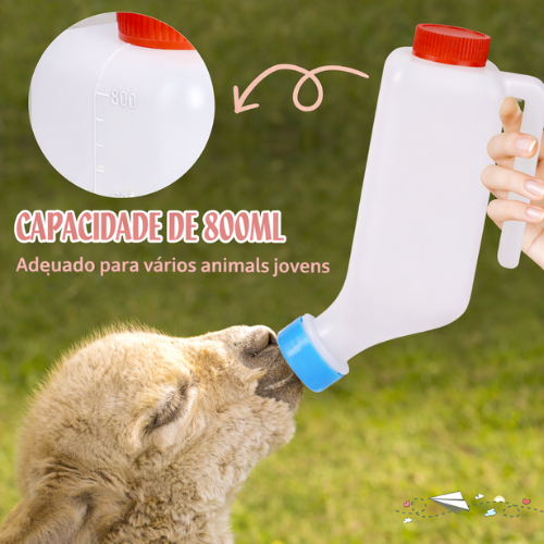 🇵🇹 Biberão Suspenso Automático para Animais Jovens – Tetina Macia em Silicone, Capacidade 800 ml