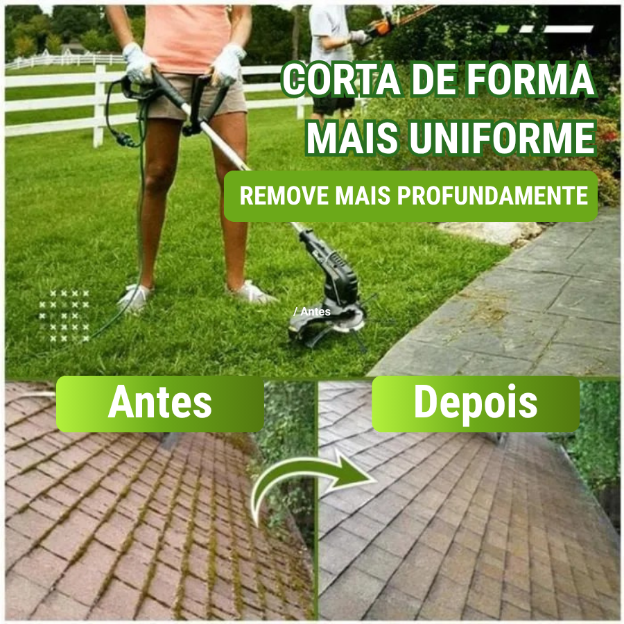 🇵🇹 A cabeça do cortador de relva possui 6 lâminas em aço inoxidável (Acessórios incluídos)