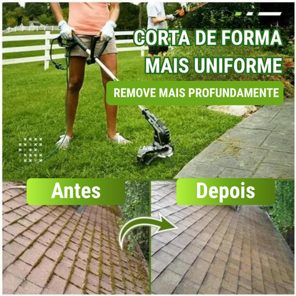 🇵🇹 A cabeça do cortador de relva possui 6 lâminas em aço inoxidável (Acessórios incluídos)