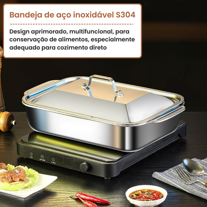 🇵🇹 Bandeja de cozedura direta em aço inoxidável 304 maciço da Alemanha (3,5 Litros)