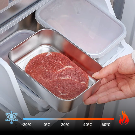 Os recipientes de aço inoxidável 316 mantêm os alimentos frescos até 4 semanas