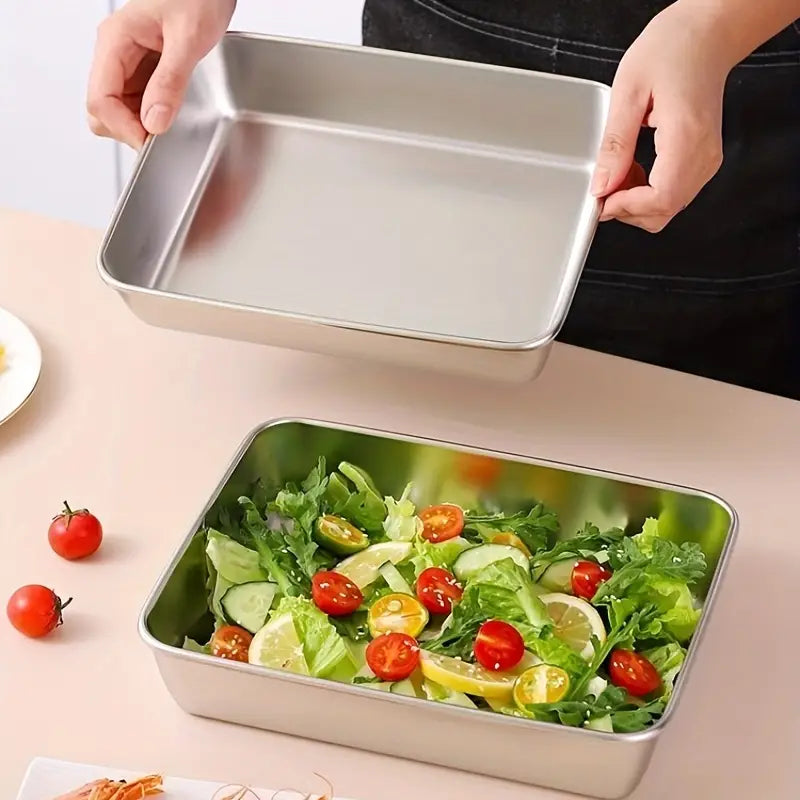 Caixa para alimentos em aço inoxidável 304 (25 x 20 x 6 cm)