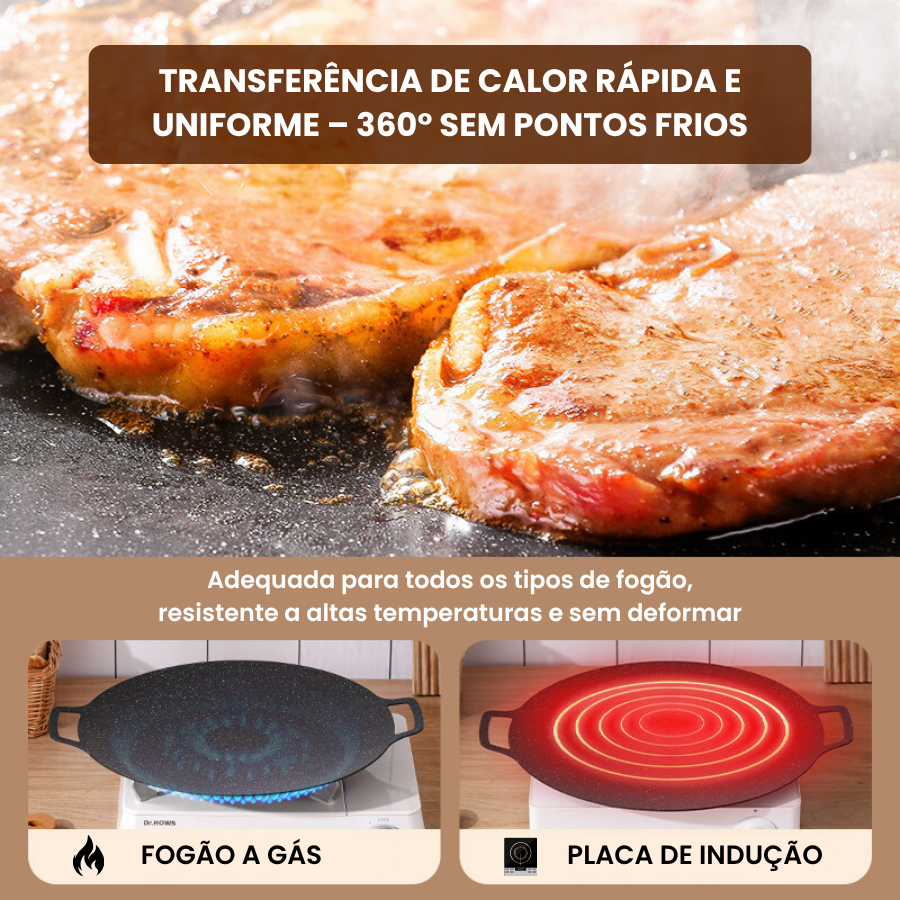 Frigideira de pedra Maifan antiaderente de 6 camadas compatível com fogões de indução IH