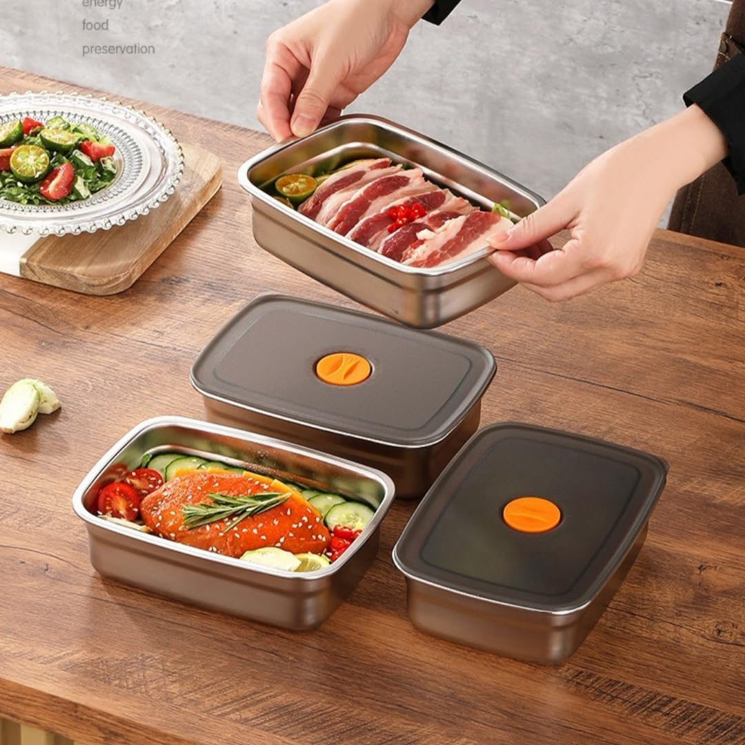 Caixa de comida a vácuo de aço inoxidável antibacteriano 316 (19 x 14 x 6 cm)