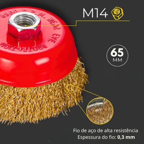 70% DESCONTO | Escova de arame em aço latonado para rebarbadora – Remoção de ferrugem, limpeza de solda, remoção de tinta e escovagem de madeira