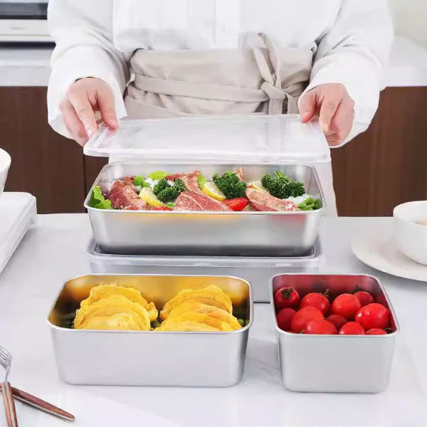 Conjunto de 3 caixas de armazenamento de alimentos (25 x 20 x 6 cm)