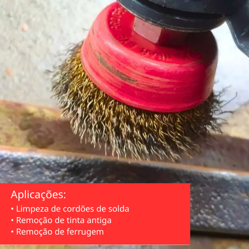 70% DESCONTO | Escova de arame em aço latonado para rebarbadora – Remoção de ferrugem, limpeza de solda, remoção de tinta e escovagem de madeira