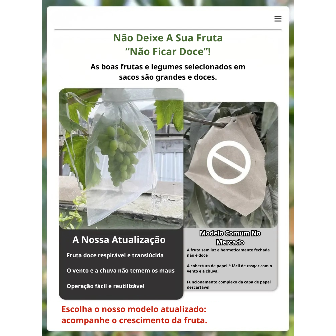 70% DESCONTO | Sacos De Malha Respiráveis Reutilizáveis Para Proteção De Frutas E Vegetais – Proteja Contra Insetos, Moscas-Das-Frutas E Pássaros