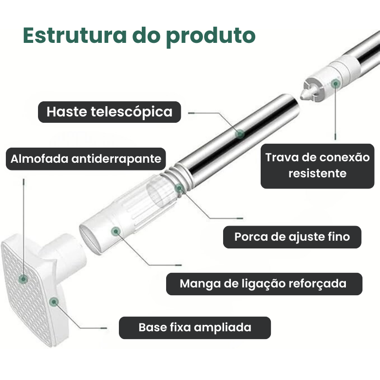 Barra telescópica ajustável e multifuncional sem perfuração, que se estende até 160 cm (NEW)