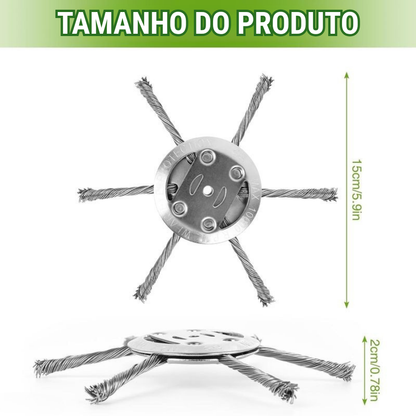 🇵🇹 A cabeça do cortador de relva possui 6 lâminas em aço inoxidável