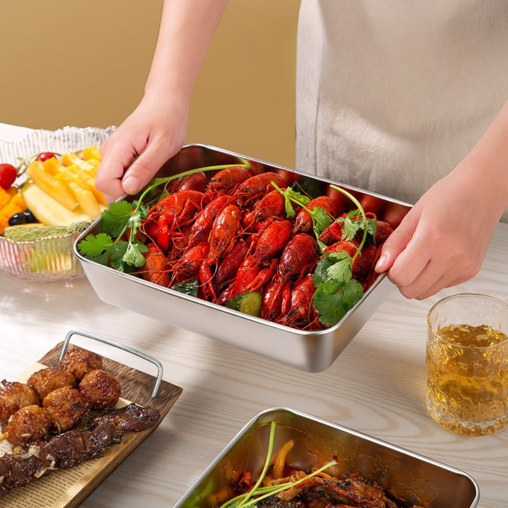 Recipiente de Alimentos em Aço Inoxidável 304(25 x 20 x 6 cm)