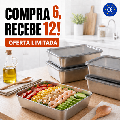 🔥70% DESCONTO | Conjunto De 3 Caixas De Armazenamento De Alimentos (25 x 20 x 6 cm)