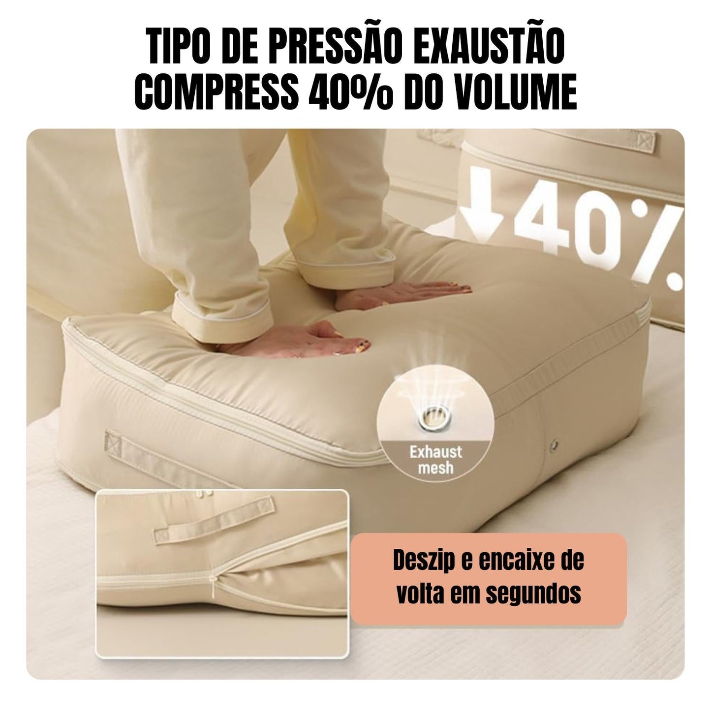 70% DE DESCONTO | Bolsas Organizadoras de Compressão Automática para Edredons, Roupas, Cobertores, Impermeáveis e à Prova de Umidade (54x42x30cm).