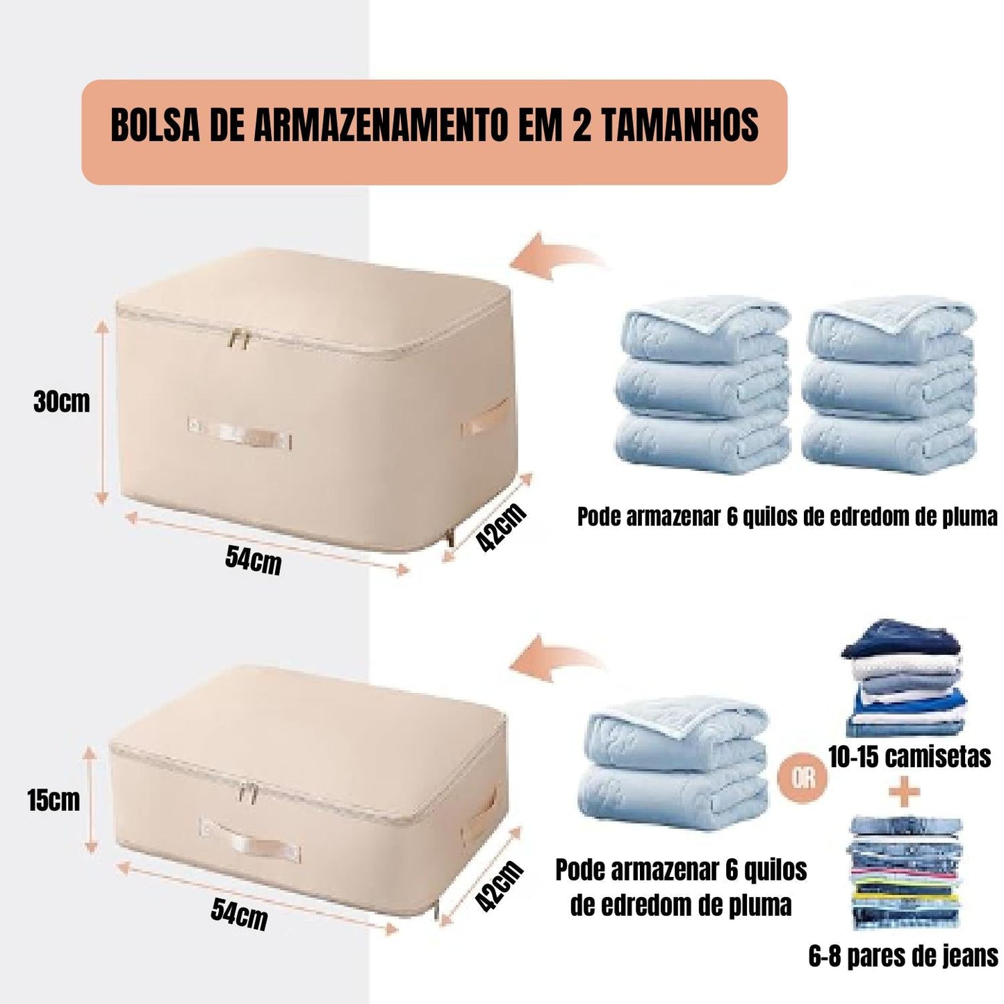 70% DE DESCONTO | Bolsas Organizadoras de Compressão Automática para Edredons, Roupas, Cobertores, Impermeáveis e à Prova de Umidade (54x42x30cm).