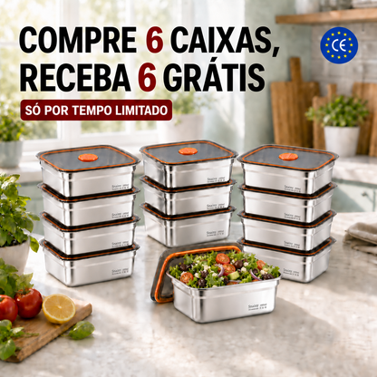 🔥 CAIXA DE ALIMENTOS A VÁCUO EM AÇO INOXIDÁVEL ANTIBACTERIANO 316 (19 × 13 × 5 CM)