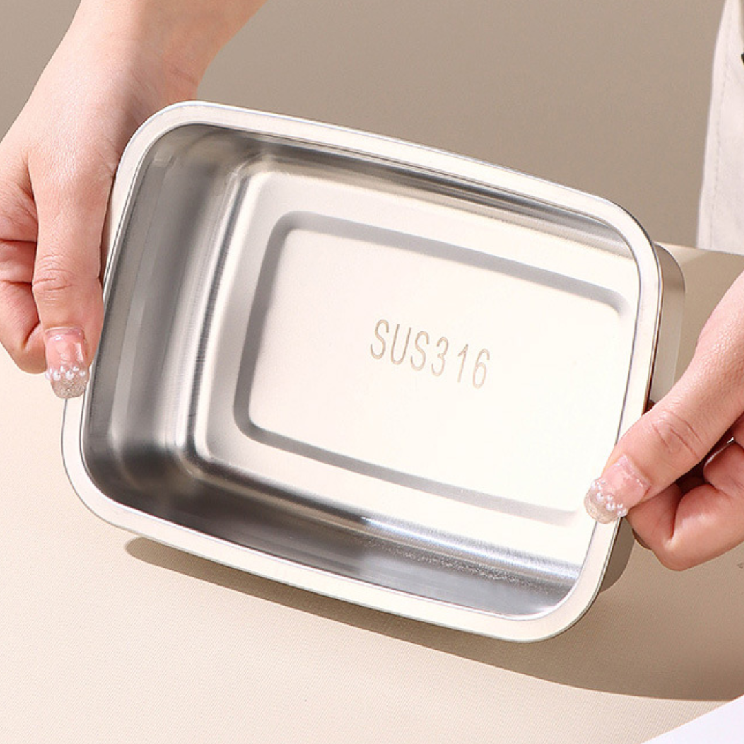 🔥 CAIXA DE ALIMENTOS A VÁCUO EM AÇO INOXIDÁVEL ANTIBACTERIANO 316 (19 × 13 × 5 CM)